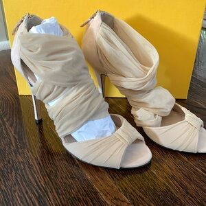 Fendi Tulle High Heel Sandal with 4” heel.  (Sandalo Camoscio + Tulle) S…